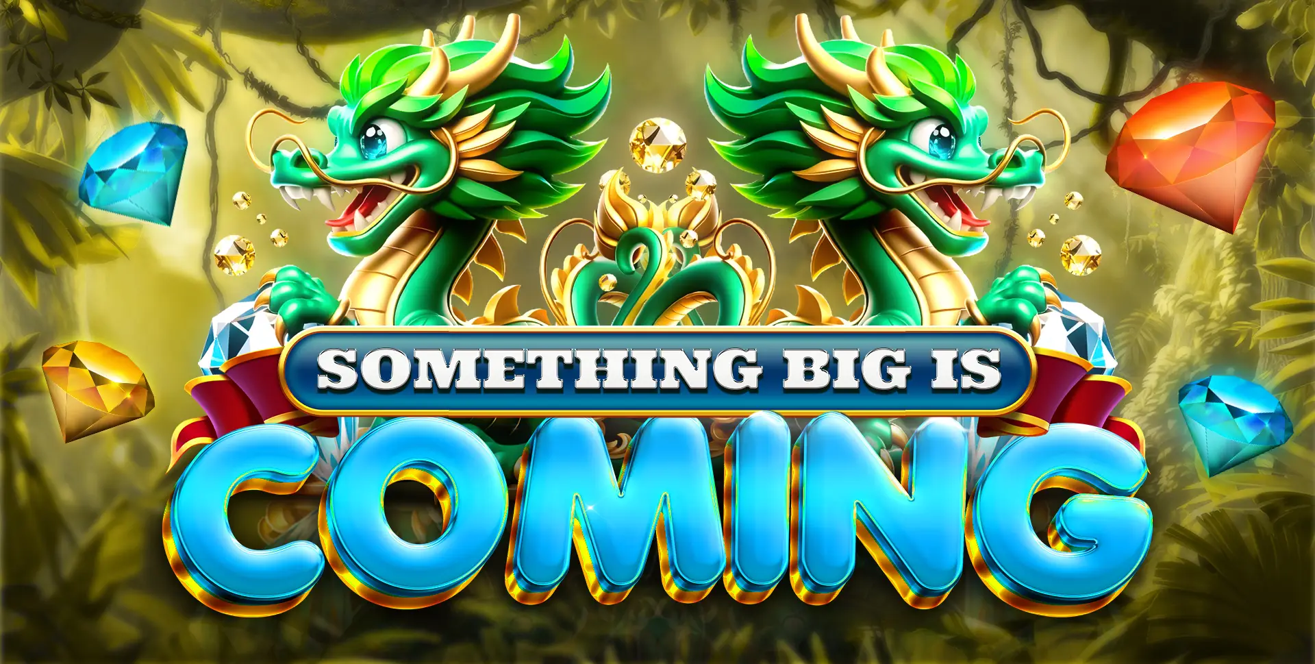 2 emerald dragons holding diamond side by side something big is coming
